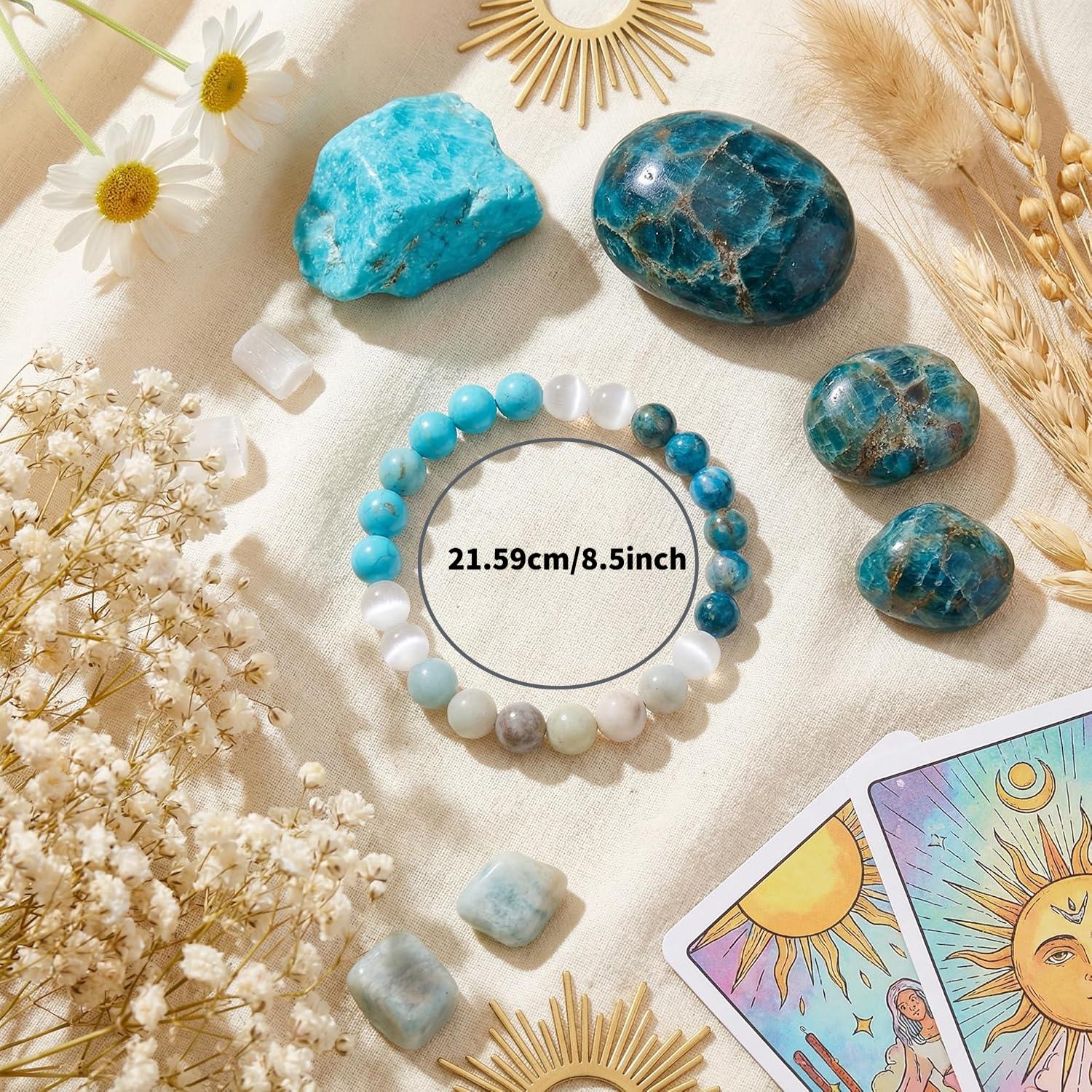 Crystal Cat's Eye & Turquoise Beaded Anxiety Relief Bracelet